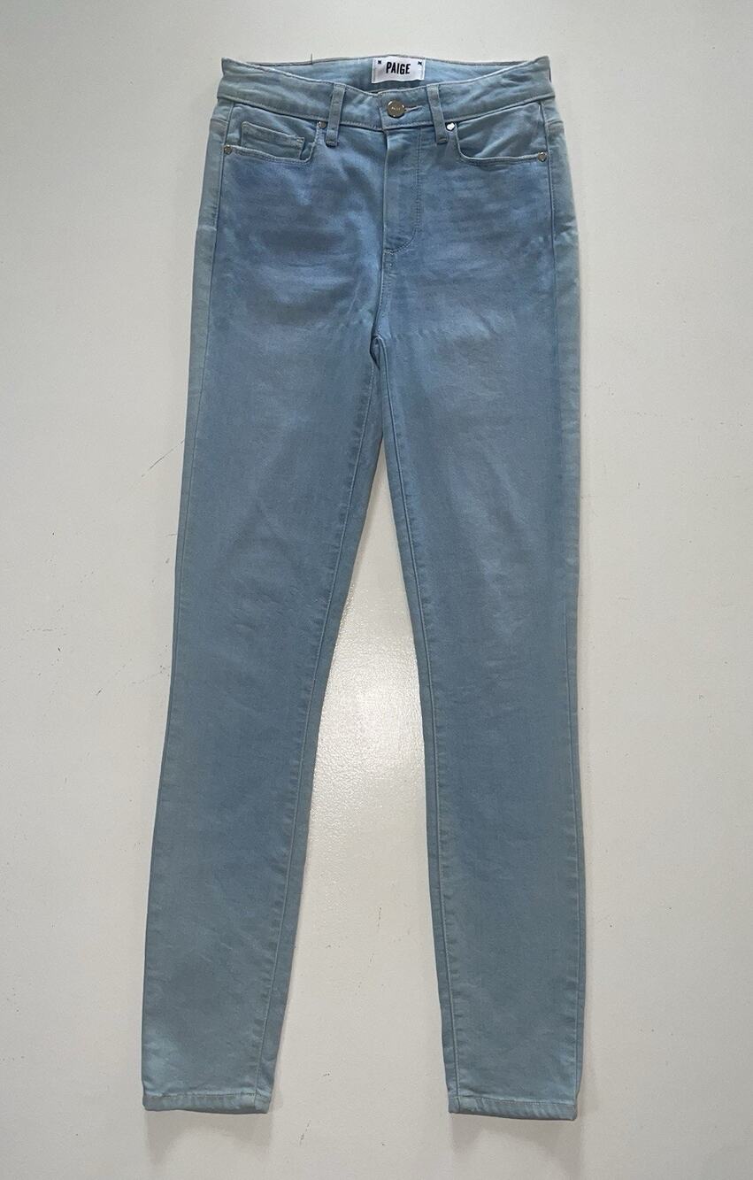 Women's Paige Blue Jeans Size 27 (26x28.5) Stretch Skinny Light Wash High Rise
